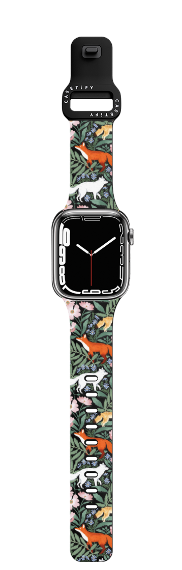 Fox Amongst the Flowers | Apple Watch Series 7-9 (45mm) / Impact Band / Black | Image 1
