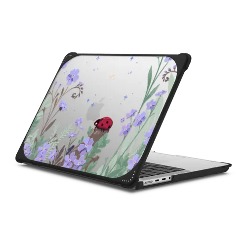 Ladybird amongst the Wildflowers | MacBook Pro 14-inch (M1 - M5) / MacBook Bounce Case / Black | Image 1