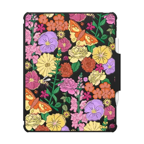 Garden Print | iPad Air 13-inch (M2 - M4) / iPad Impact Folio Case / Black | Image 1