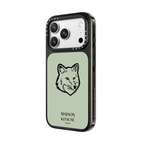 Maison Kitsuné Fox Head Phone Case - Soft Mint | iPhone 18 Pro Max / Impact Case MagSafe Compatible - Glossy / Glossy Black | Image 2