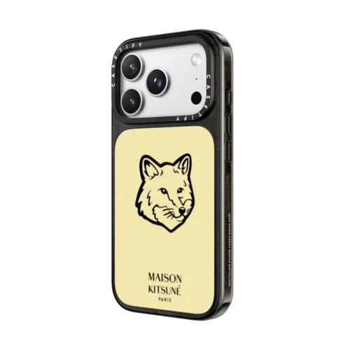 Maison Kitsuné Fox Head Phone Case - Pastel Yellow | iPhone 18 Pro Max / Impact Case MagSafe Compatible - Glossy / Glossy Black | Image 2