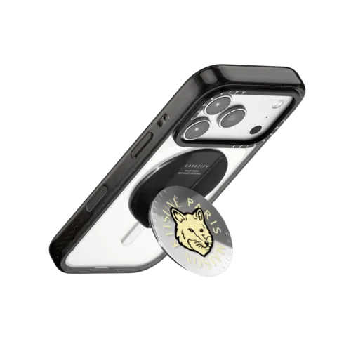 Maison Kitsuné Pastel Yellow Fox Head Gripstand | Snappy Grip Stand / Snappy Mirror Grip Stand MagSafe Compatible / Silver | Image 3