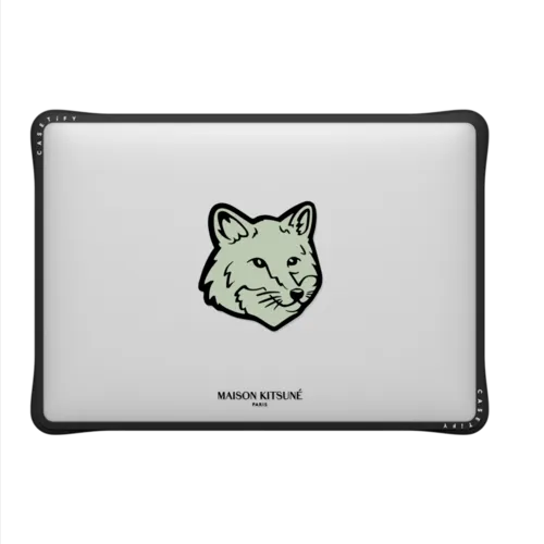 Maison Kitsuné Soft Mint Fox Head Laptop Case | MacBook Air 13-inch (M1 / Intel) / MacBook Impact Case / Black | Image 2