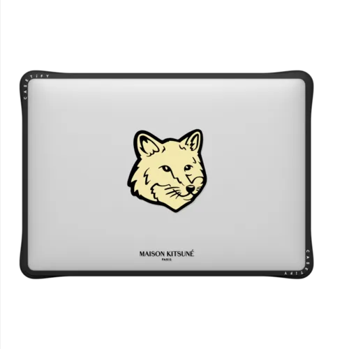 Maison Kitsuné Pastel Yellow Fox Head Laptop Case | MacBook Air 13-inch (M1 / Intel) / MacBook Impact Case / Black | Image 2