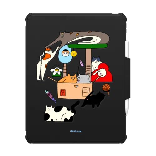 Crazy Cats | iPad Pro 13-inch (M4/M5) / iPad Impact Folio Case / Black | Image 1
