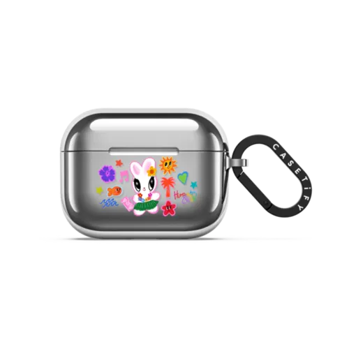 Aloha Bunnies | AirPods Pro 3 / Earbuds Mirror Case / Silver | Image 1