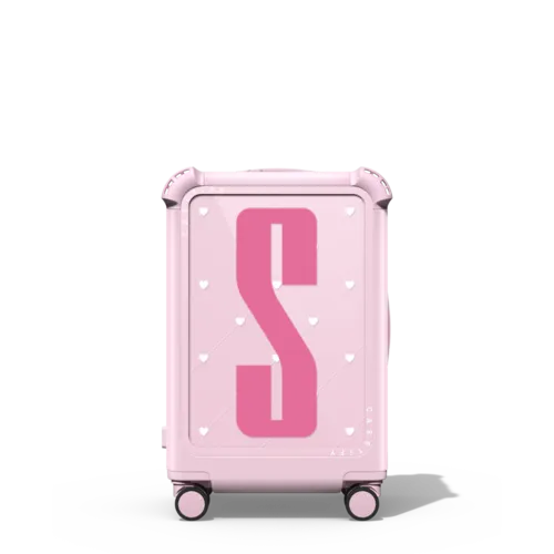 Custom Suitcase | 21" Carry-On Suitcase / Bounce Suitcase / Glossy Primrose Pink | Image 1