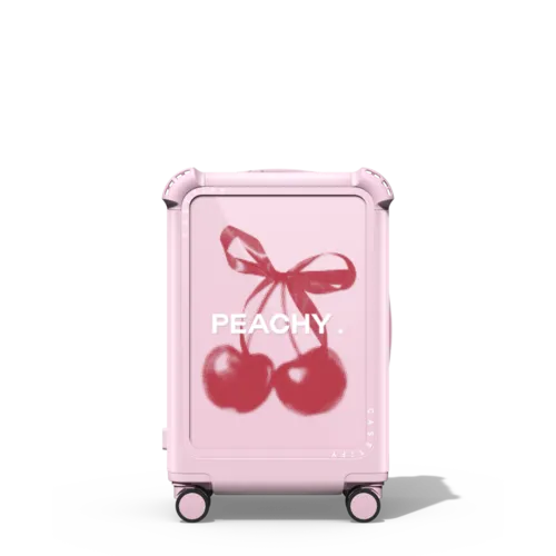 Custom Suitcase | 21" Carry-On Suitcase / Bounce Suitcase / Glossy Primrose Pink | Image 1