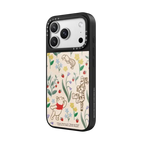 Winnie The Pooh Embroidered Floral Pattern Phone Case | iPhone 17 Pro Max / Glaze Case MagSafe Compatible / Black | Image 2