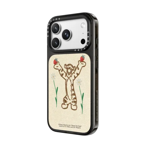 Winnie The Pooh & Friends Embroidered Phone Case - Tigger - With Background | iPhone 18 Pro Max / Impact Case MagSafe Compatible - Glossy / Glossy Black | Image 2