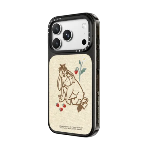 Winnie The Pooh & Friends Embroidered Phone Case - Eeyore - With Background | iPhone 18 Pro Max / Impact Case MagSafe Compatible - Glossy / Glossy Black | Image 2