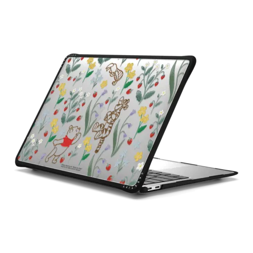 Winnie The Pooh Embroidered Floral Pattern Laptop Case | MacBook Air 13-inch (M1 / Intel) / MacBook Impact Case / Black | Image 1