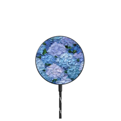 Moonlight Hydrangeas |   / PowerThru Magnetic Wireless Charger MagSafe Compatible / Black | Image 1