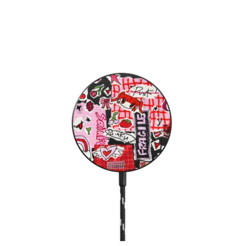 Pink Rock Collage |   / PowerThru Magnetic Wireless Charger MagSafe Compatible / Black | Image 1