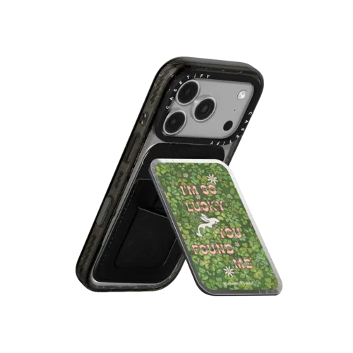 Bunny in the Clover | Snappy Cardholder Stand / Snappy Mirror Cardholder Stand MagSafe Compatible / Silver | Image 3