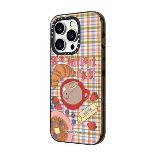 Sleepy Breakfast Bunny | iPhone 14 Pro Max / Impact Case / Black | Image 2