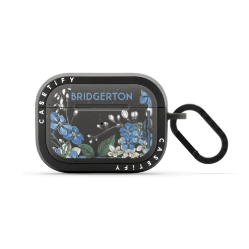 Bridgerton Floral Frame Earbuds Case | AirPods Pro 2 / Earbuds Bounce Case / Matte Charcoal | Image 1