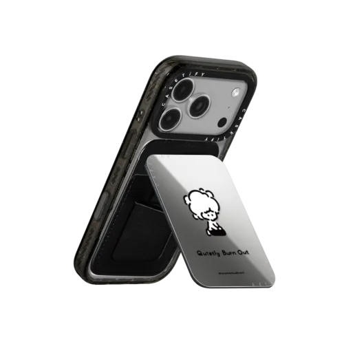 Quietly Burnt Out | Snappy Cardholder Stand / Snappy Mirror Cardholder Stand MagSafe Compatible / Silver | Image 3
