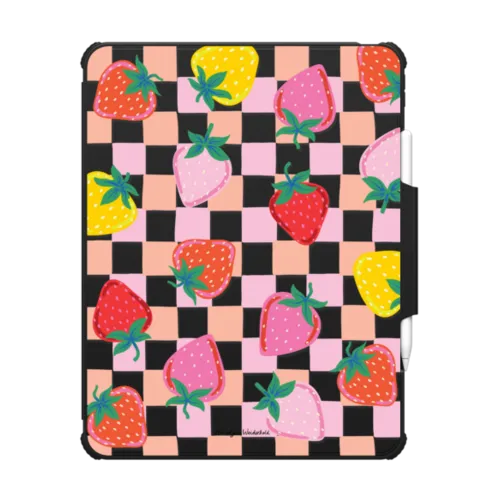 Fun Strawberries | iPad Pro 13-inch (M4/M5) / iPad Impact Folio Case / Black | Image 1