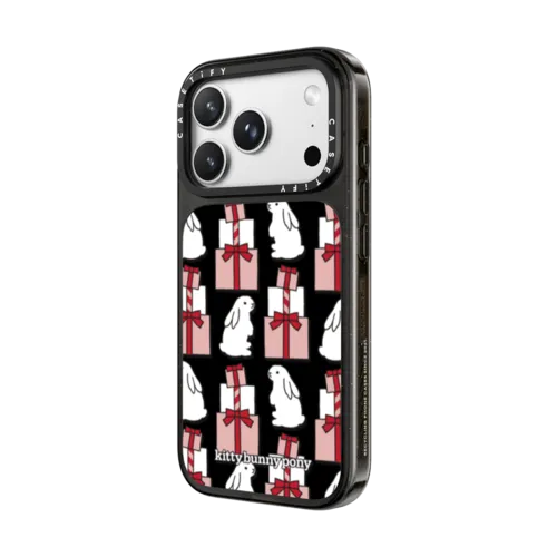 Little Bunnies with Present Case | iPhone 18 Pro Max / Impact Case MagSafe Compatible - Glossy / Glossy Black | Image 2