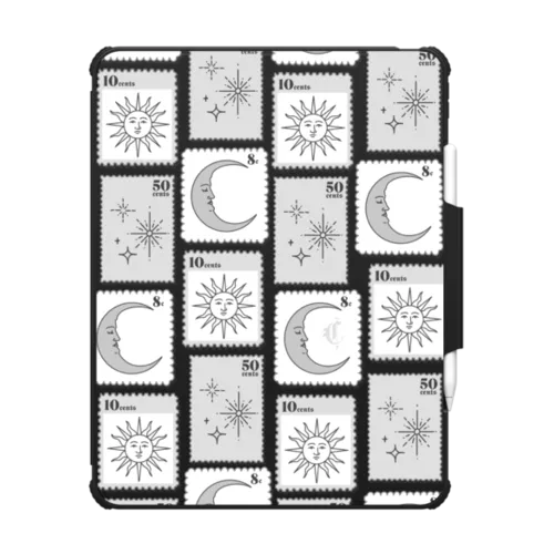 Celestial Stamps | iPad Pro 13-inch (M4/M5) / iPad Impact Folio Case / Black | Image 1