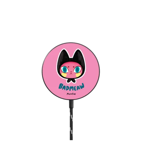 Happy Face (Pink) |   / PowerThru Magnetic Wireless Charger MagSafe Compatible / Black | Image 1
