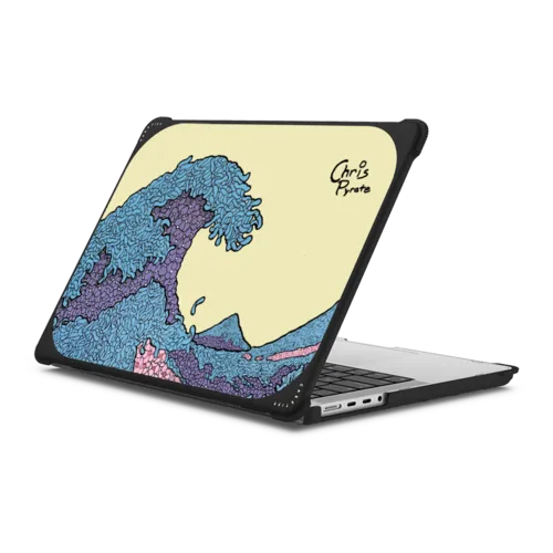 Floral Wave | MacBook Pro 14-inch (M1 - M5) / MacBook Bounce Case / Black | Image 1