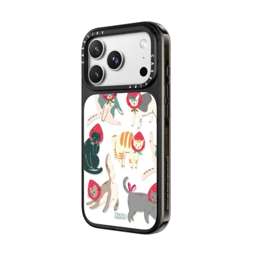Strawberry Cats | iPhone 18 Pro Max / Impact Case MagSafe Compatible - Glossy / Glossy Black | Image 2