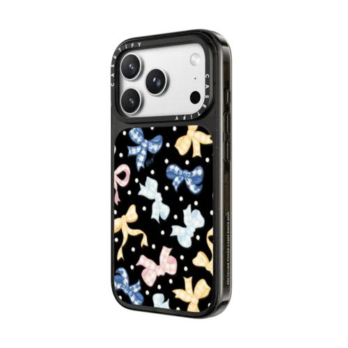 Gingham Bows | iPhone 18 Pro Max / Impact Case MagSafe Compatible - Glossy / Glossy Black | Image 2