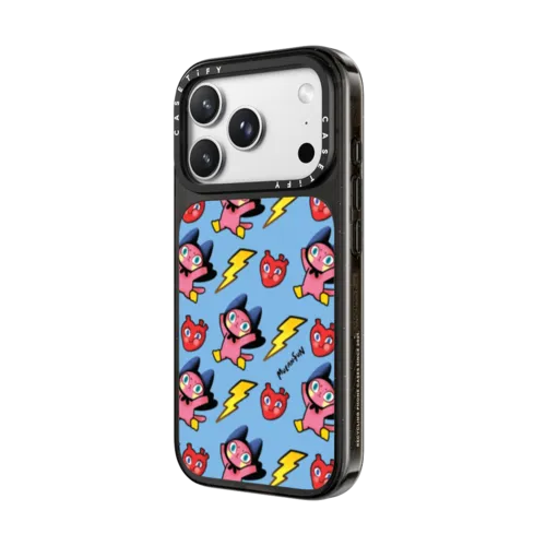 Heart and Thunder Pattern (Blue) | iPhone 18 Pro Max / Impact Case MagSafe Compatible - Glossy / Glossy Black | Image 2