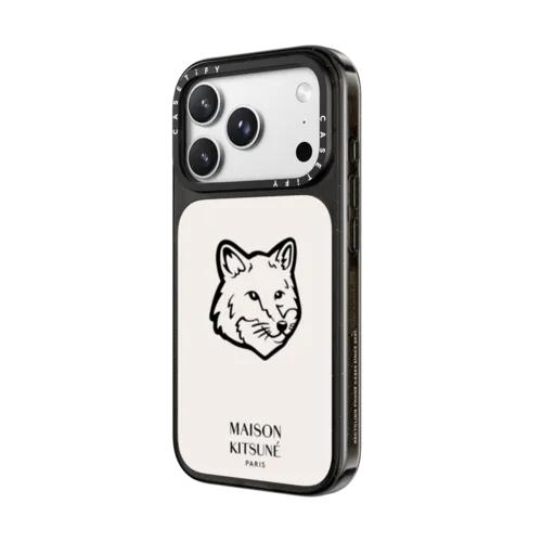 Maison Kitsuné Fox Head Phone Case - Dove White | iPhone 18 Pro Max / Impact Case MagSafe Compatible - Glossy / Glossy Black | Image 2
