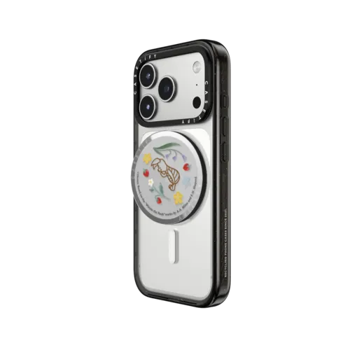 Winnie The Pooh & Friends Embroidered Snappy Grip Stand - Piglet | Snappy Grip Stand / Snappy Mirror Grip Stand MagSafe Compatible / Silver | Image 2