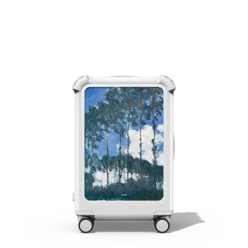 Poplars on the Epte CARRY-ON SUITCASE | 21" Carry-On Suitcase / Bounce Suitcase / Glossy Cloud White | Image 1