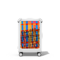 Blue Orange Strips | 21" Carry-On Suitcase / Bounce Suitcase / Glossy Cloud White | Image 1