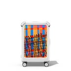 Blue Orange Strips | 21" Carry-On Suitcase / Bounce Suitcase / Glossy Cloud White | Image 1