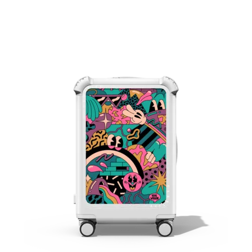 Vivid Vibes Black | 21" Carry-On Suitcase / Bounce Suitcase / Glossy Cloud White | Image 1
