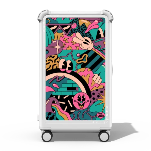 Vivid Vibes Black | 29" Check-In Trunk Suitcase / Bounce Suitcase / Glossy Cloud White | Image 1