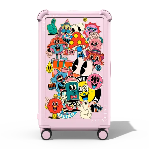 Super Sticker | 29" Check-In Trunk Suitcase / Bounce Suitcase / Glossy Primrose Pink | Image 1