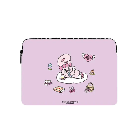 Esther Bunny Chill Cloud Stickers Laptop Sleeve | Image 1