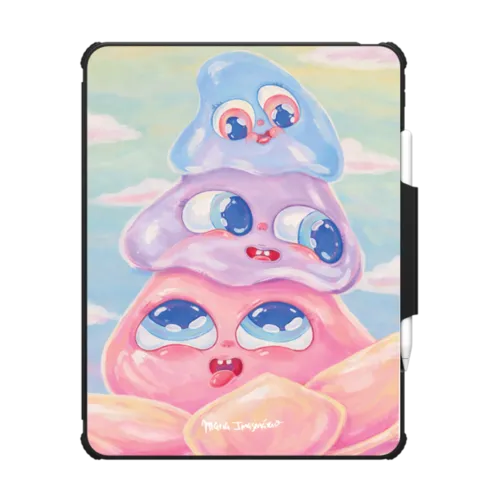 Wobbly Friends | iPad Pro 13-inch (M4/M5) / iPad Impact Folio Case / Black | Image 1