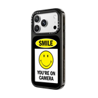 SMILE! Caution You're On Camera Phone Case - White Print Edition | iPhone 18 Pro Max / Impact Case MagSafe Compatible - Glossy / Glossy Black | Image 2