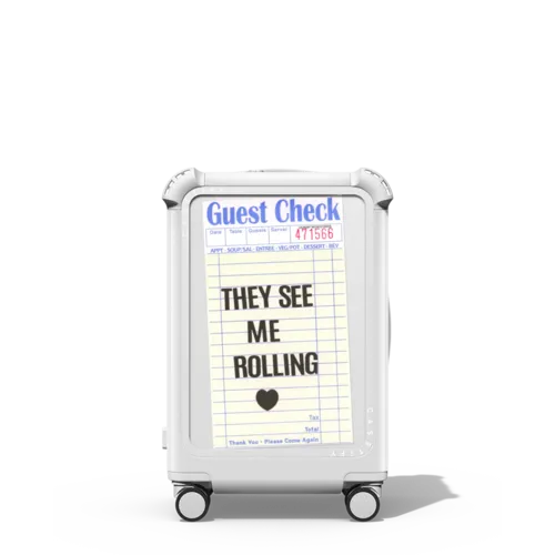 They See Me Rolling | 21" Carry-On Suitcase / Bounce Suitcase / Glossy Cloud White | Image 1