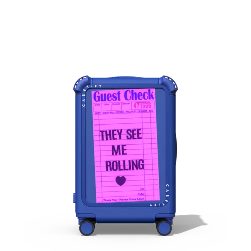They See Me Rolling - Pink | 21" Carry-On Suitcase / Bounce Suitcase / Cobalt Blue | Image 1