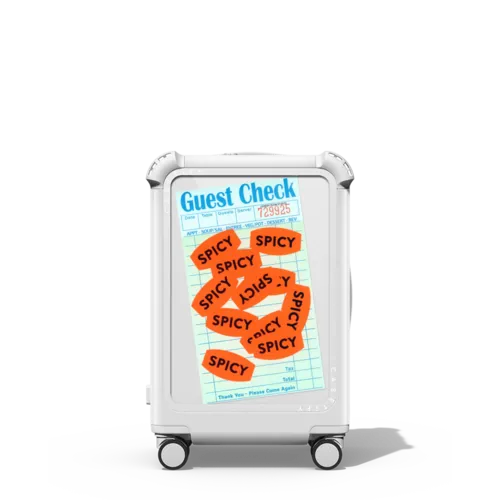 Spicy Spicy Spicy | 21" Carry-On Suitcase / Bounce Suitcase / Glossy Cloud White | Image 1