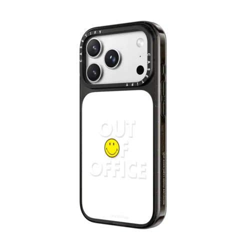 Smiley Out of Office Typography Phone Case | iPhone 18 Pro Max / Impact Case MagSafe Compatible - Glossy / Glossy Black | Image 2