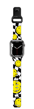 Smiley Melted Checkers Watch Band | Apple Watch Series 7-9 (45mm) / Impact Band / Black | Image 1