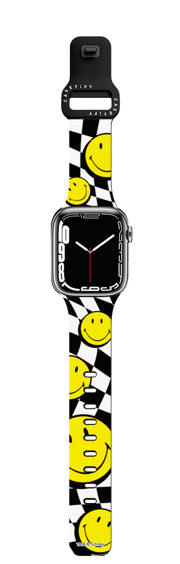 Smiley Melted Checkers Watch Band | Apple Watch Series 7-9 (45mm) / Impact Band / Black | Image 1