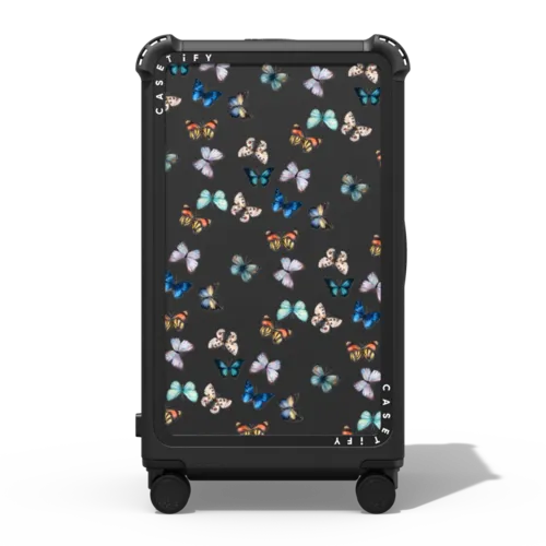 Noir Butterfly | 29" Check-In Trunk Suitcase / Bounce Suitcase / Matte Black | Image 1