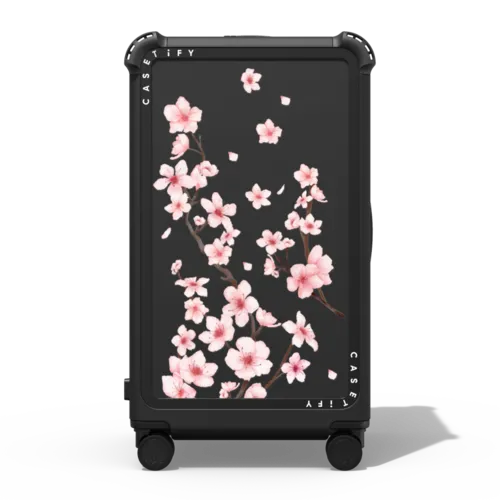 Cherry Blossom | 29" Check-In Trunk Suitcase / Bounce Suitcase / Matte Black | Image 1