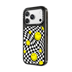 Melted Checkers Smiley Phone Case | iPhone 18 Pro Max / Impact Case MagSafe Compatible - Glossy / Glossy Black | Image 2